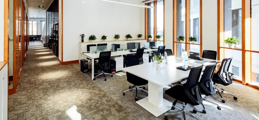 custom furnishing for office spaces including bespoke workstations, storage units, and reception desks built to enhance productivity